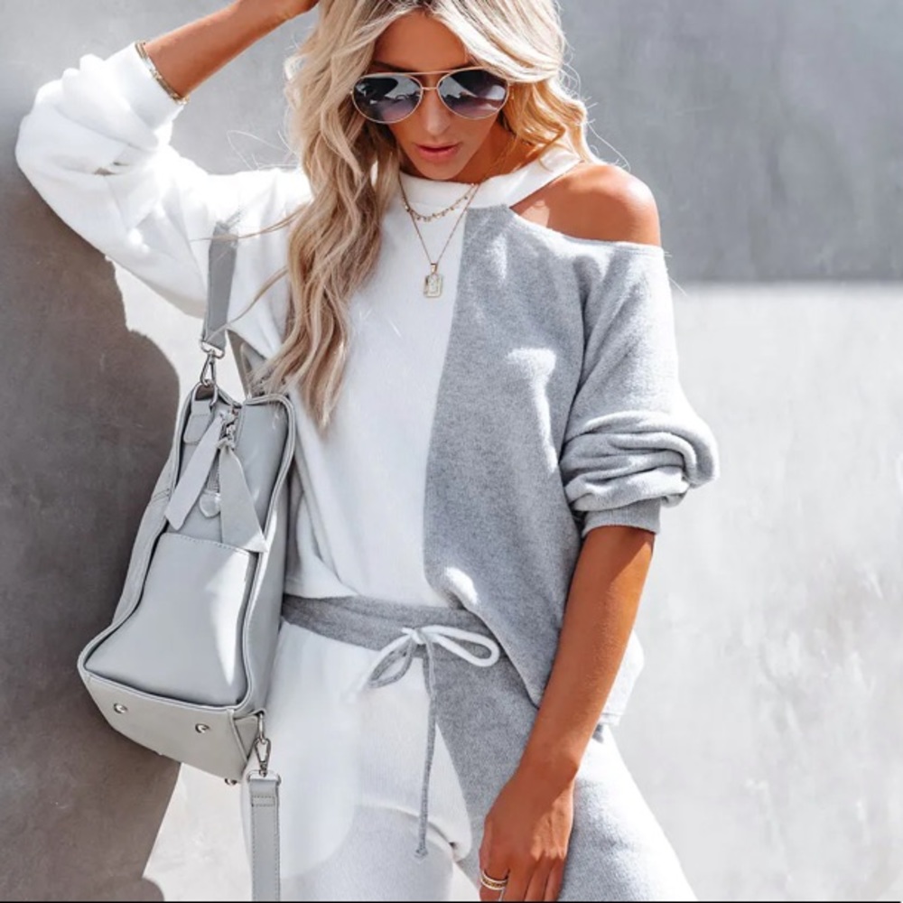 Grey Area Colorblock Cutout Knit Top